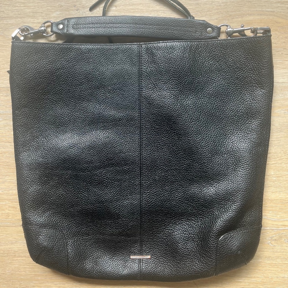 Rebecca Minkoff black pebbled leather hobo-style handbag